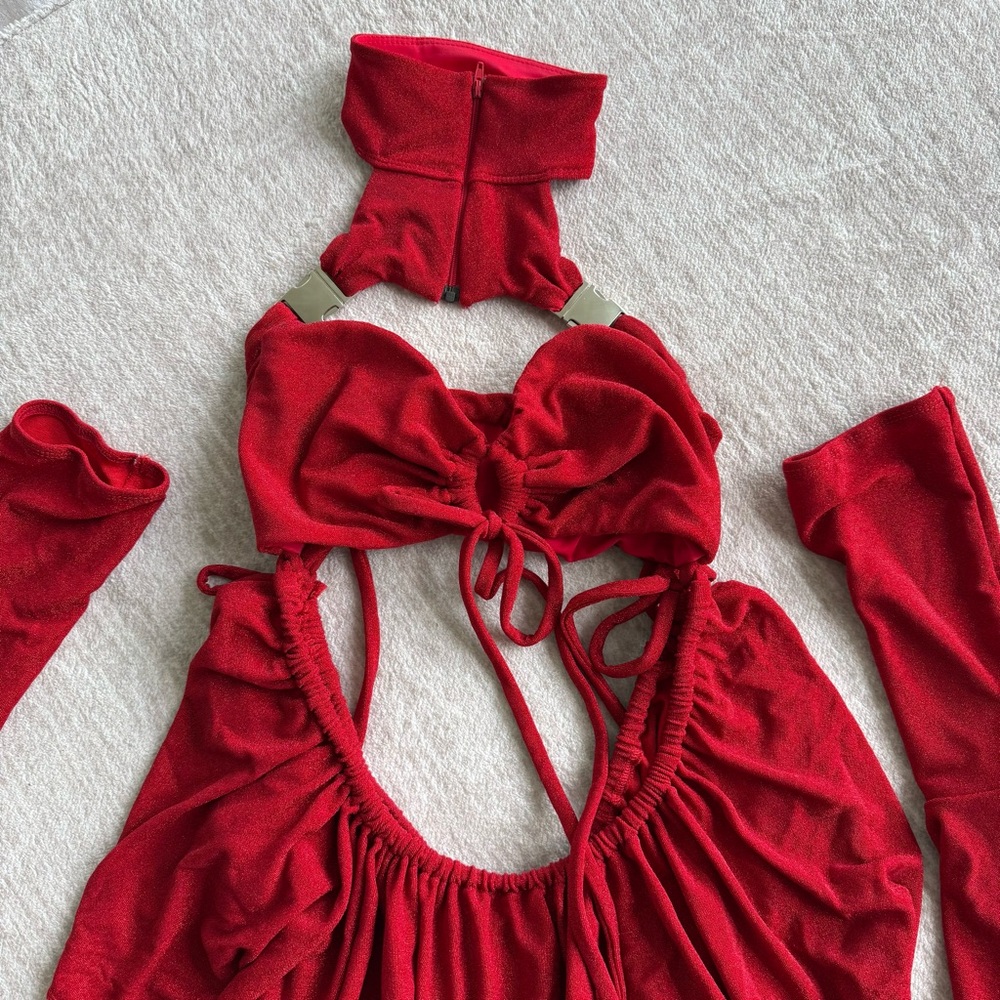 Red Fairy Goddess Rave Set - Picture 9 of 14